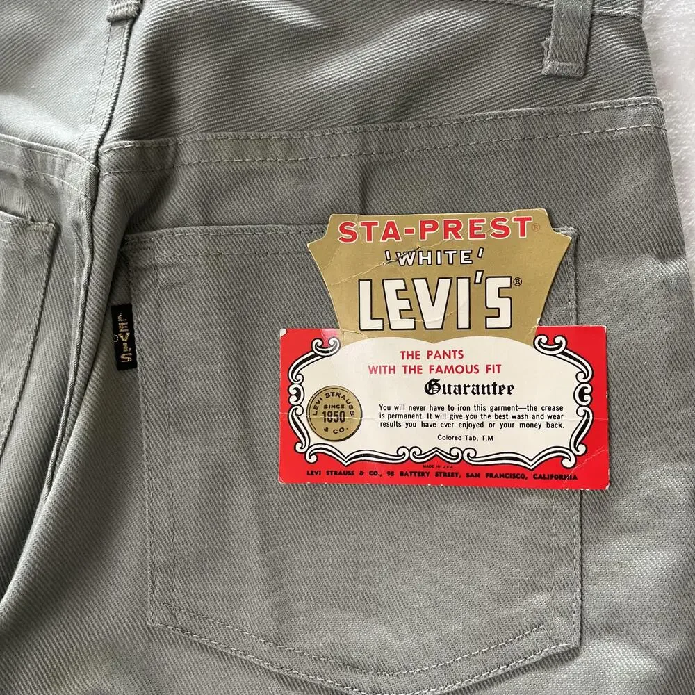 Vintage Levi's STA-PREST Pants Mens 27x29 Green Straight Wrinkle Resistant Big E
